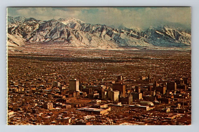 Salt Lake City UT-Utah, Aerial View Town Area, Vintage Postcard