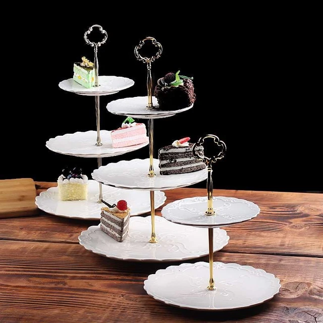Soporte de plato de frutas cupcakes postre caña aleación de zinc estante práctico para boda