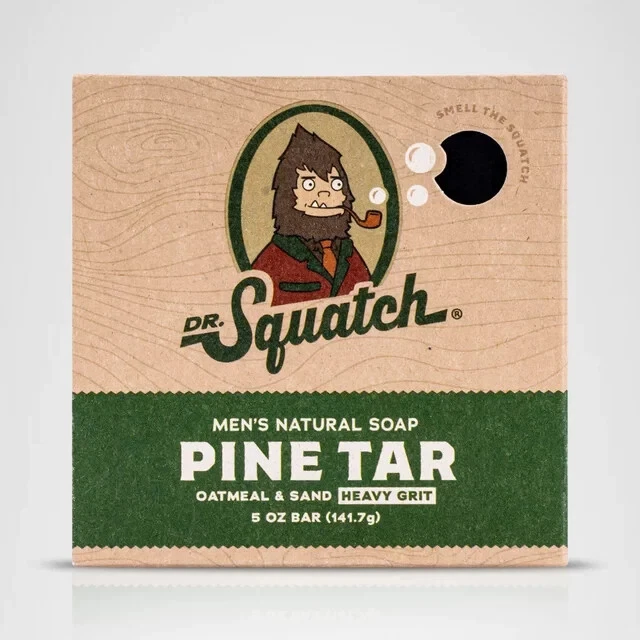 Dr. Squatch Natural Bar Soap, Pine Tar, 5 oz Free Shipping
