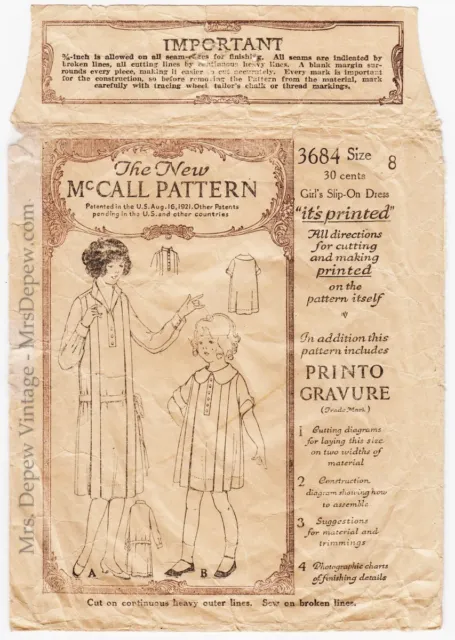 1920s Vintage McCall Sewing Pattern 4048 Little Girls Bloomers