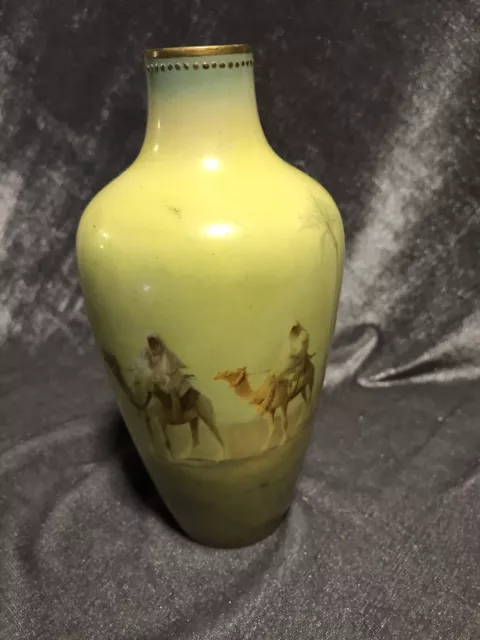 Royal Doulton Hand Painted Vase - Desert Scene - 14.5cms high - B10