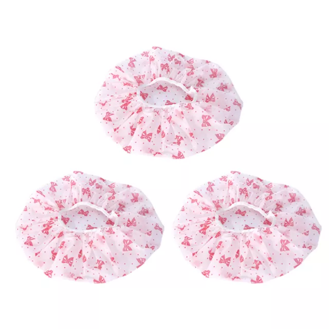 Disposable Hair Cap Set of 3 Plastic Shower for Spa Salon or Travel