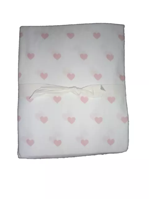 Pottery Barn Kids organic heart twin sheet set white pink hearts NEW NWT