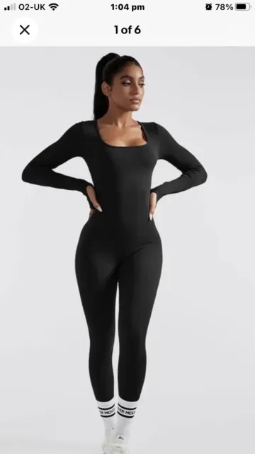 MOOSLOVER BLACK RIBBED Seamless Jumpsuit Small=UK Size 6-8 Long Sleeve  £19.99 - PicClick UK