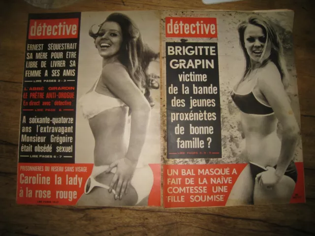 2 Revues Magazines "DÉTECTIVE." PIN UP.  Juin / Août 1971.