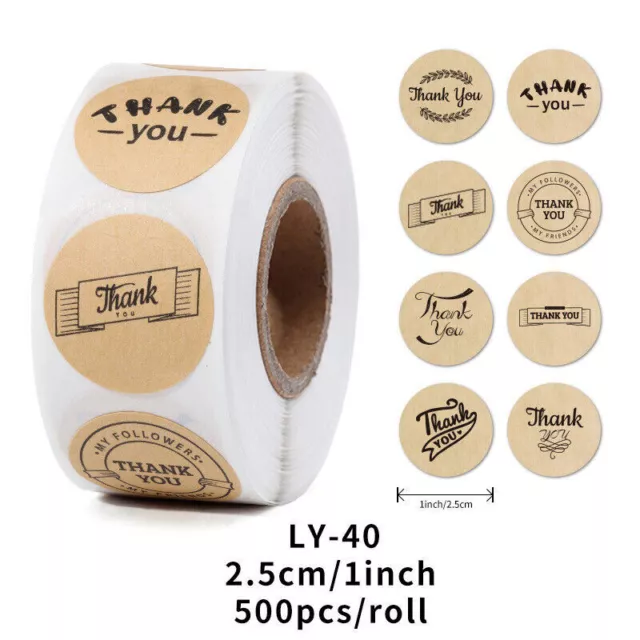 2 Rolls 1" THANK YOU Stickers Roll Envelopes Seals 1000 Pieces Labels