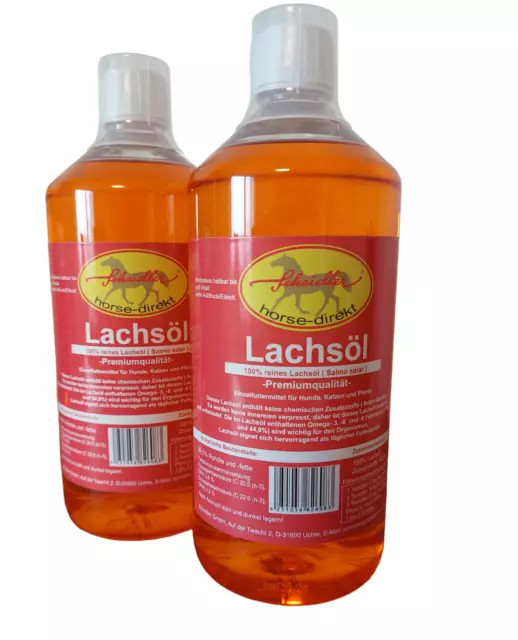 Horse-direkt Lachsöl 2 x 1 Liter, Omega 3+6 - Barföl, Hunde, Katzen,