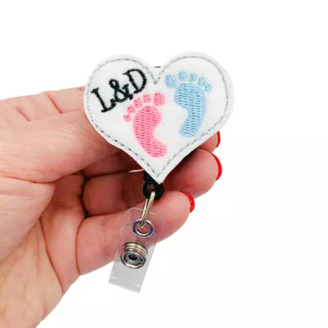 L & D Nurse Badge Reel Holder Clip Labor And Delivery OB Obstetric