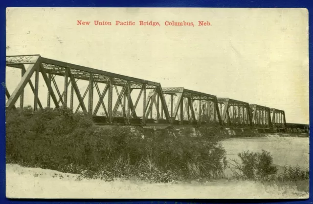 New Union Pacific Railroad Bridge Columbus Nebraska ne postcard