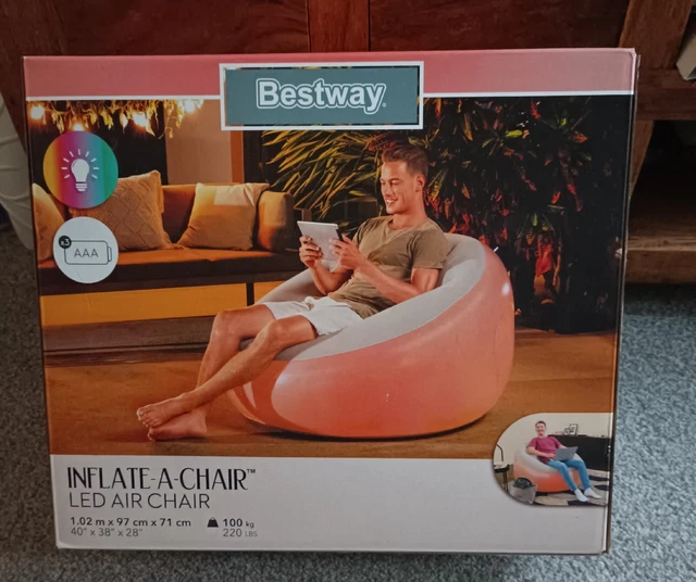 Silla Inflable Bestway, Exterior con Luces LED - 7 Colores Cambio LED Verano