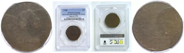 1794 Head Of 1794 1C Liberty Cap Large Cent PCGS Genuine VG Details