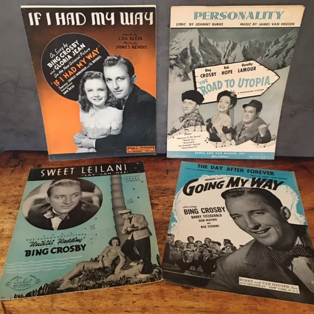 Bing Crosby Vintage Sheet Music 1930s and 1940s Lot of 4