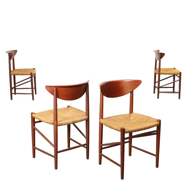 Quattro Sedie Vintage 'n°316' Søborg Møbelfabrik Danimarca Anni 60 Corda Teak