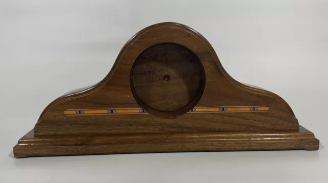 Handmade Wood Mantle Clock Frame Intricate Inlaid Wood 12.5”