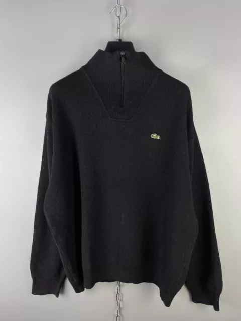 Vintage Lacoste Mens Half Zip Wool Knit Jumper Sweater Size XL