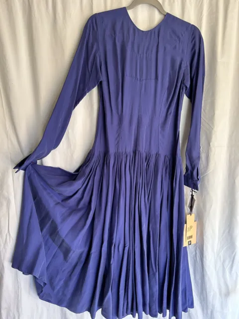 Vintage Rochas Long Sleeve 100% Silk W Sz 8 Drop Waist Dress NWT Original $2340