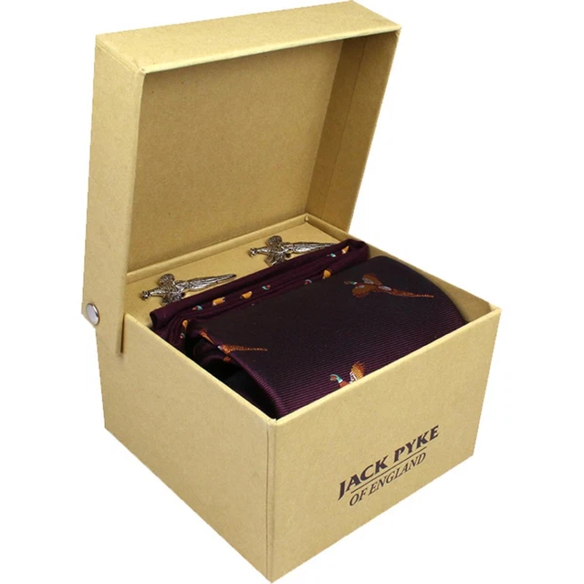 Jack Pyke Cravatta, Hanky e gemelli Set regalo - Vino Fagiano Viola Viola Uomo