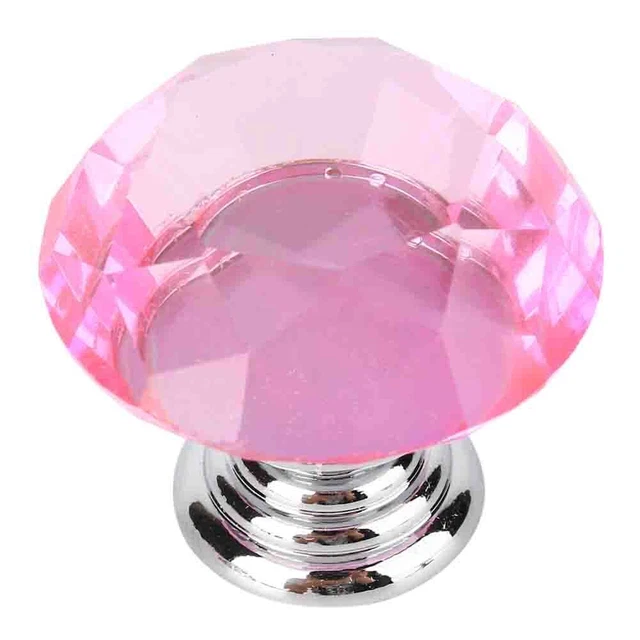 10Pcs 30Mm Pink Crystal Glass Door Knobs For Drawer Cabinet Kitchen (Boutons FR