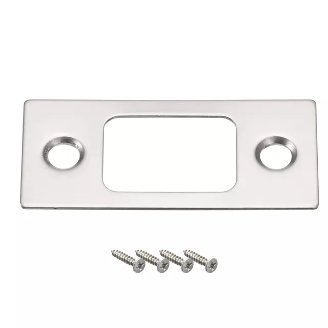 57mm x 25.5mm 201 Stainless Steel Door Latch Deadbolt Strike Plate, Silver