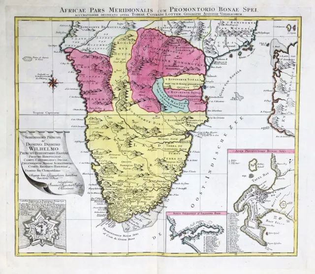 South Africa  Afrique du Sud Südafrika Cape of Good Hope Lotter map Karte 1760