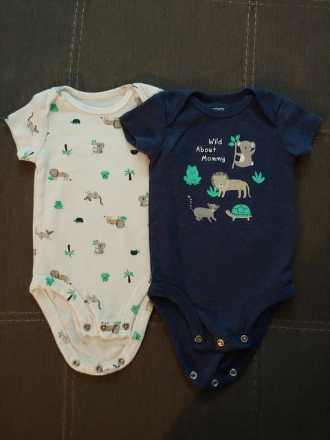 Carter's Infant Baby Boy Short Sleeve Animal Bodysuits 3 Months Lot Of 2