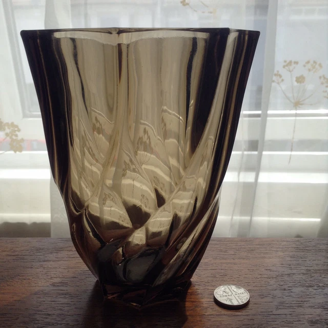 VINTAGE 70S VERRERIE D'Arques Luminarc France Smoky Glass Octagonal