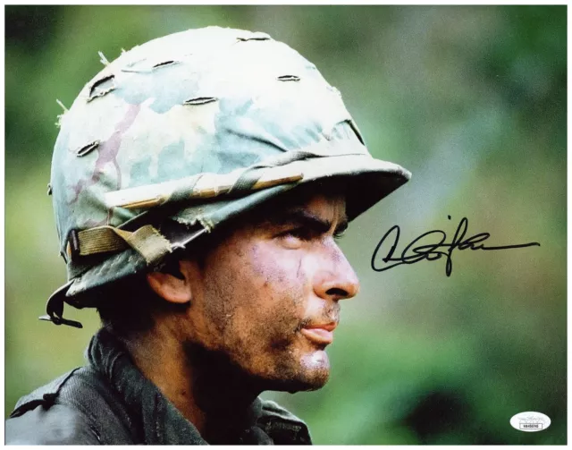 CHARLIE SHEEN SIGNED 11x14 PHOTO PLATOON AUTOGRAPHED JSA COA