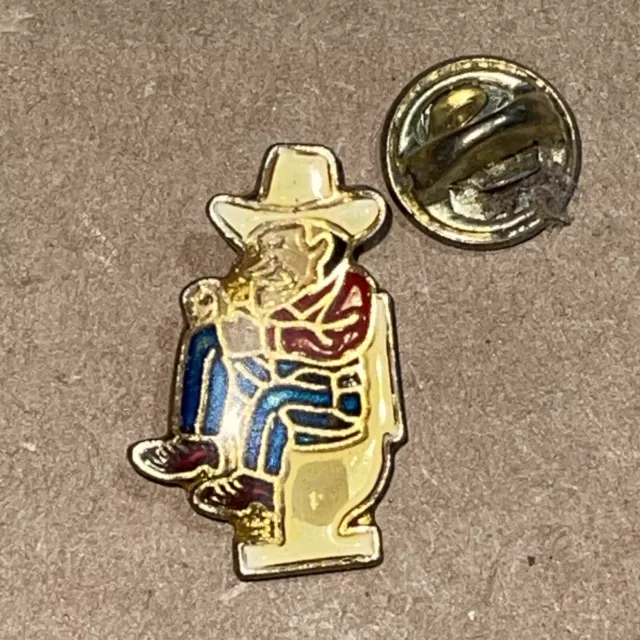 Vintage Pin Hat Lapel Cowboy Rodeo Bull Rider Western Enamel Pin