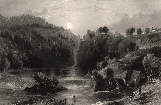 Falls of Kilmorack, Beauly, Ross-shire. Scotland. ALLOM c1840 old print