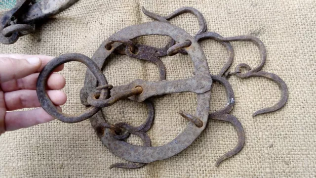 Antique 19Th Century Wrought Iron Hand Forged Water Well Hooks