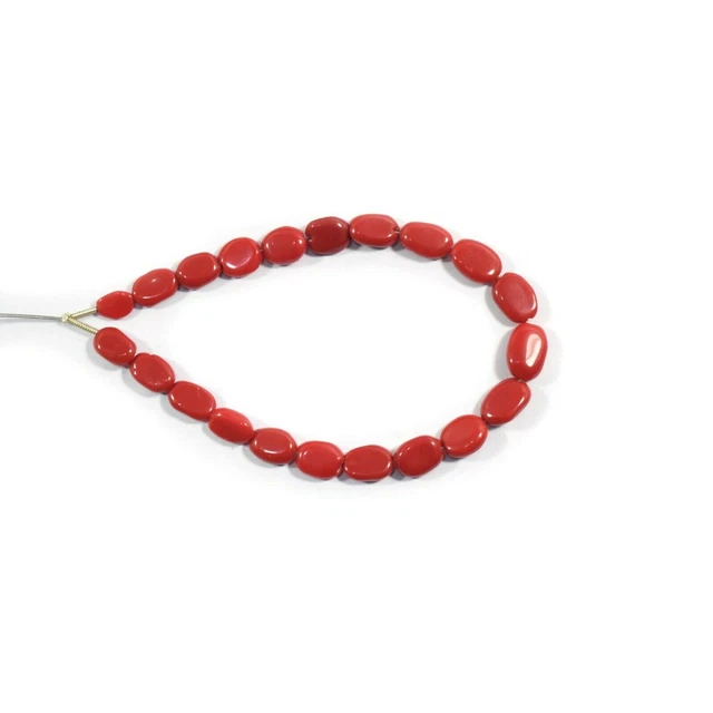Perles de pierres précieuses en vrac de forme ovale lisse en corail rouge... 3