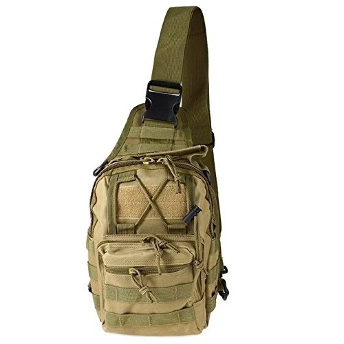 Tactical Military Sling Backpack Shoulder Bag Molle Outdoor Daypack Khaki
