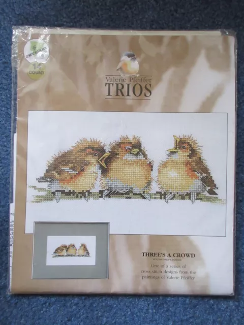 Valerie Pfeiffer Trios Counted Cross Stitch Kit - Three's a Crowd Heritage Craft