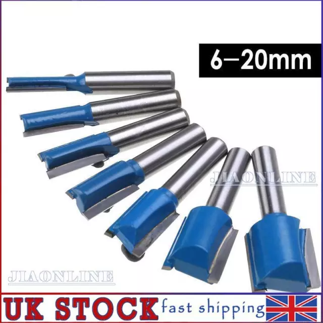 Shank Straight Woodworking Router Bit Set Carpenter Milling Cutter 6mm-20mm 7Pcs