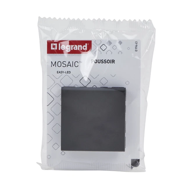 Legrand 077043L Pulsante O Spintore Con Portaetichetta – Serie Mosaic Easy-led, 2 Moduli, 6A, 250V, Bianco Antimicrobico
