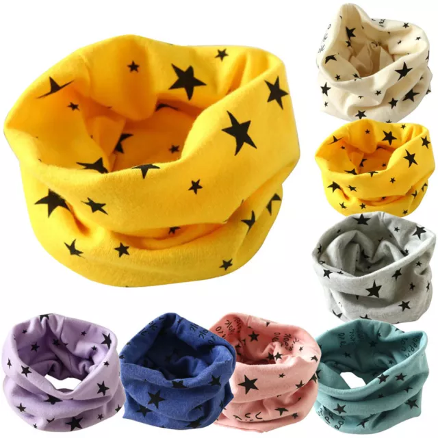 Child Kids Baby Girls Boy Cotton Snood Scarf Scarves Neckerchief Stars Print❤️