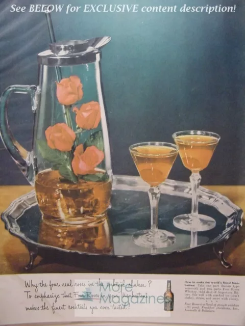 1943 RARE Esquire Advertisement AD for FOUR ROSES Whiskey! WWII Era