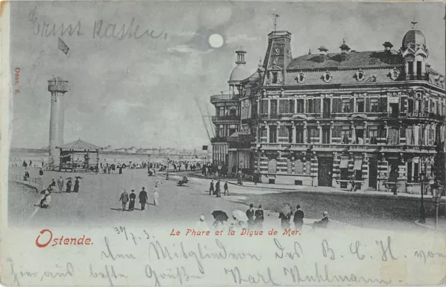 US2924 Belgium Ostende Le Phare et la Digue de Mer Moonlight