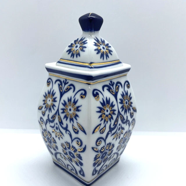 N2 Chinesisches Blau Weissgold Porzellankopf Inwerglas Topf Blumenurne Ornament 4