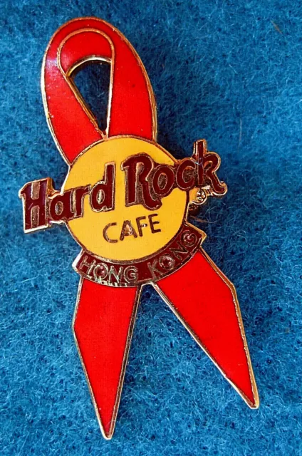 HONG KONG CHINA AIDS AWARENESS RED RIBBON DAY Hard Rock Cafe HRC VINTAGE PIN