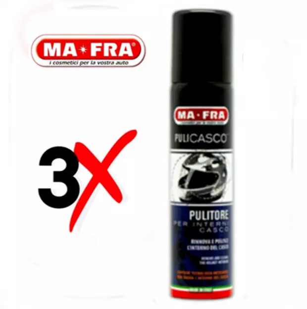 3 X Pulicasco Ma-Fra 75 ml Spay Schiumoso Profuma Igienizza Deterge Casco Mafra