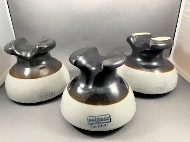 Lot Of 3 Ceramic Saddleback Insulators--2 Knox, 1 Chance