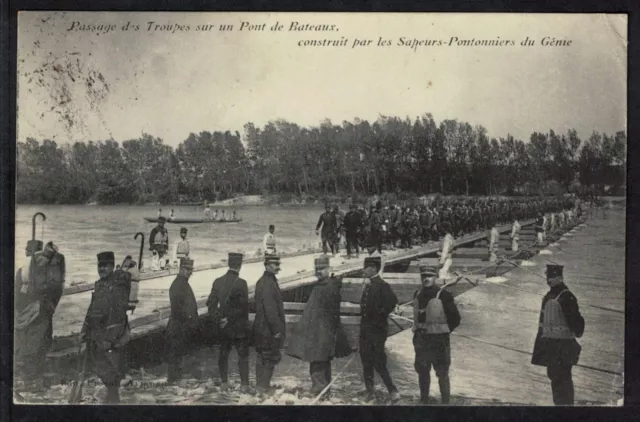 CPA War Passage of Troops on a Boat Bridge Built by Genie