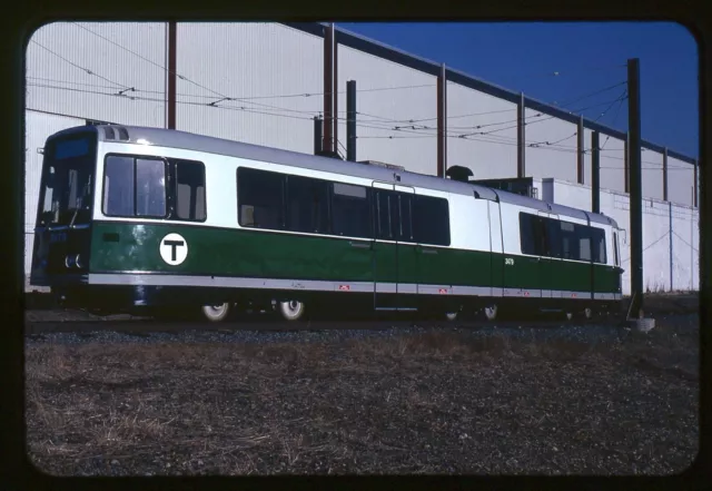 Trolley Slide - Boston MBTA #3479 LRV Train Car 1977 Being Delivered Riverside