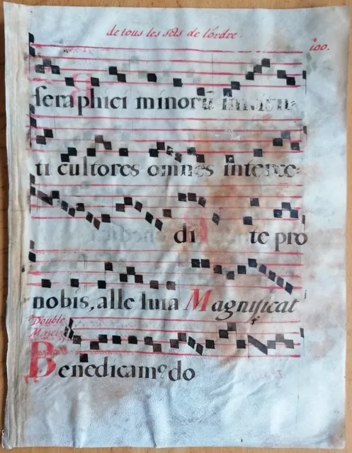 Original Blatt Manuskript Antiphonarium Pergament Folio (C) - 1550
