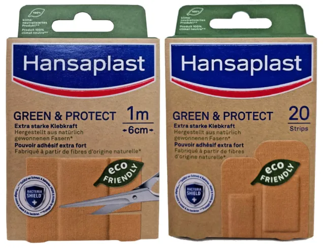 Hansaplast Pflaster Green & Protect aus natürliche Faser extra starke Klebekraft
