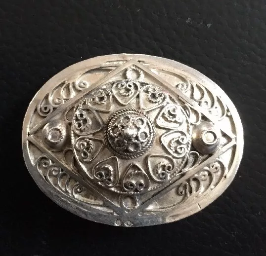 Hübsche antike echt Silber - Brosche Handgearbeitet