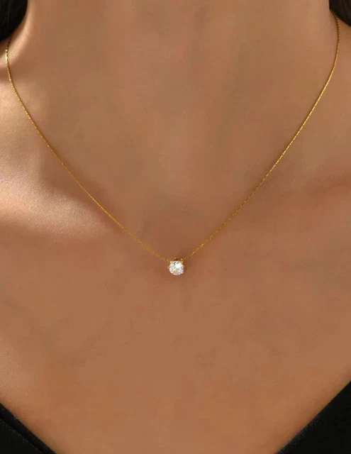 Collier Pendentif Menottes En Acier Inoxydable Doré - Avec Zircon, Cadeau Romantique Femme