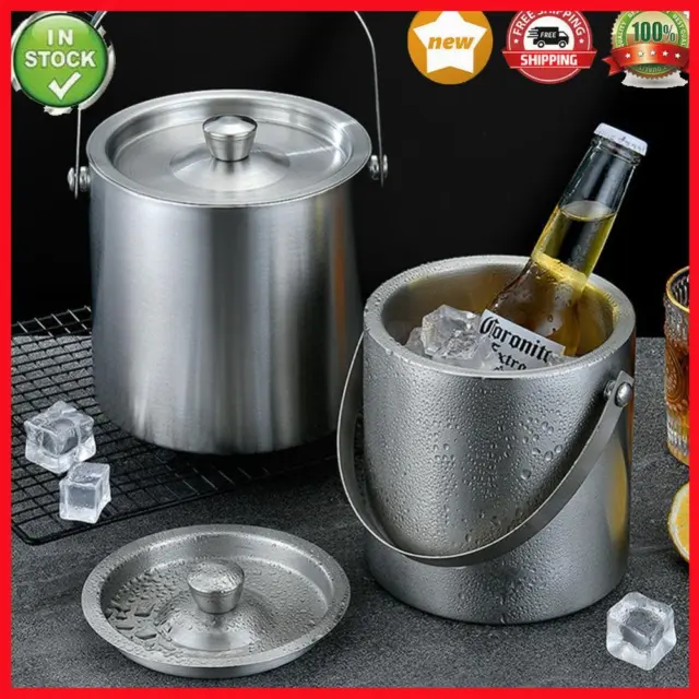 1.6L Stainless Steel Insulated Ice Bucket Wine Beer Champagne KTV Party Cooler