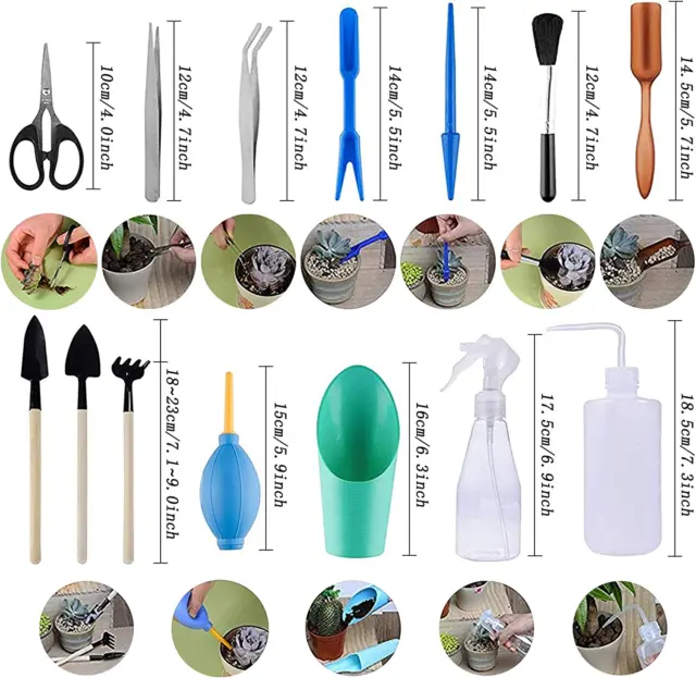 Kits D'Outils De Jardinage Intérieur, 16 Petits Transplantation Succulente 3